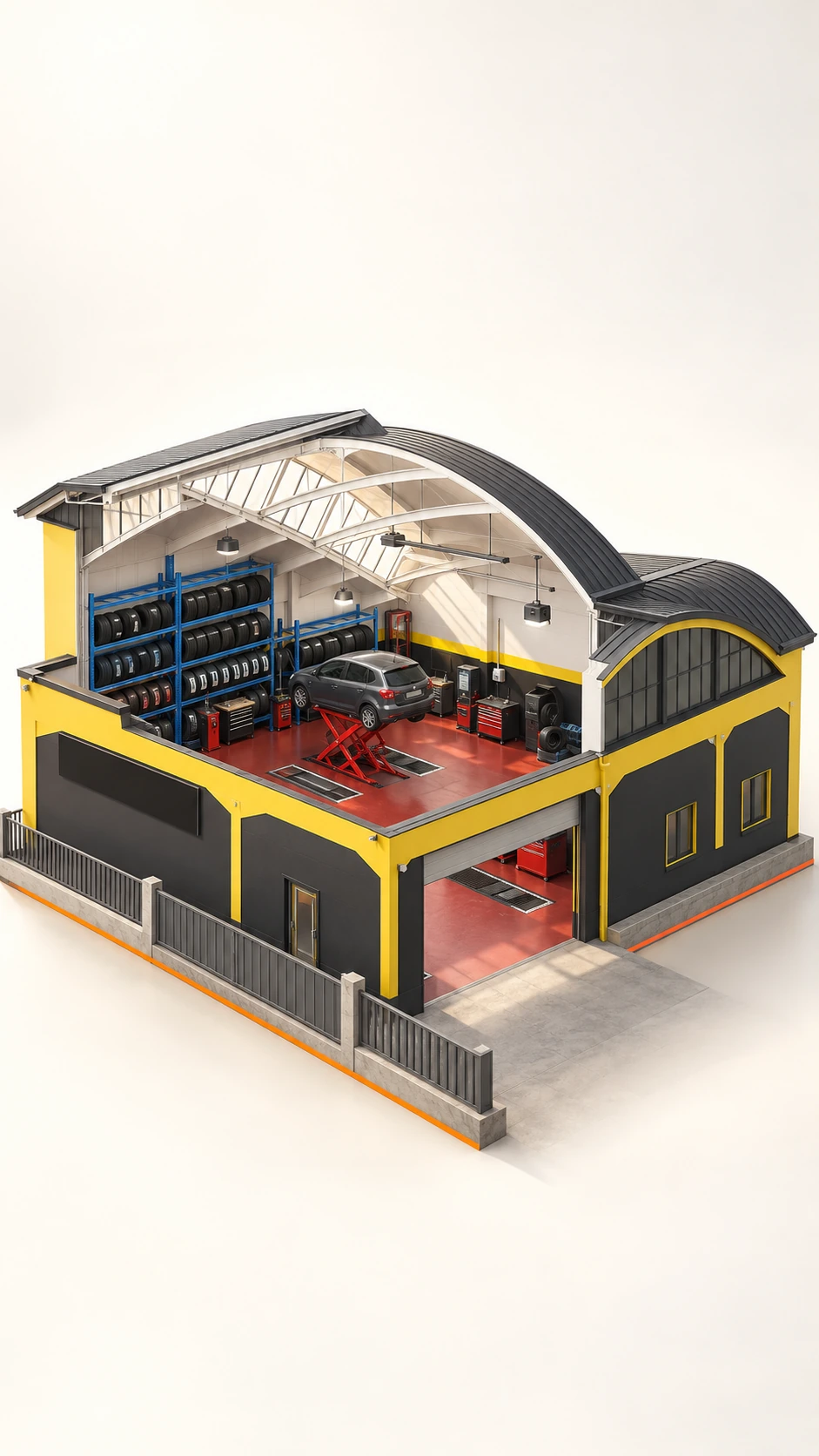 Ricostruzione 3D dell'officina Reggio Motor Gomme